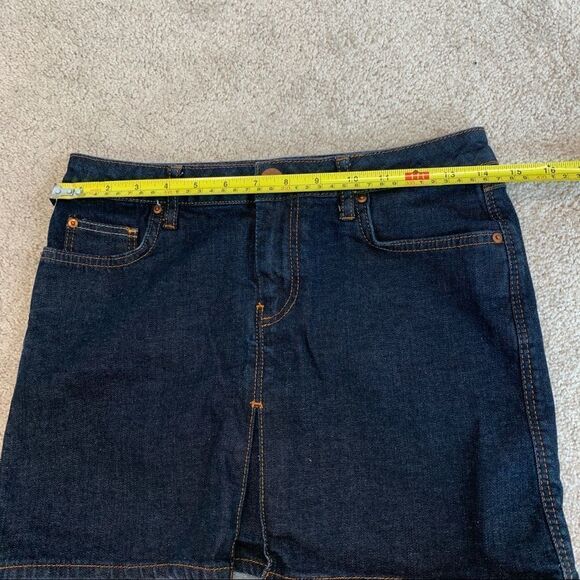 ZARA denim jean mini skirt rhinestone pockets Sz 6 stretchy western stampede - Picture 4 of 7